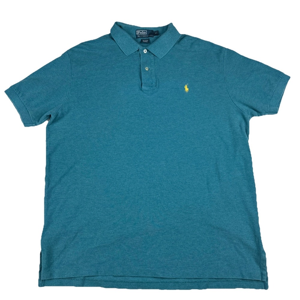 Polo Ralph Lauren Shirt Mens XL Blue Teal Yellow Pony Cotton Nautical Preppy‎ - Picture 2 of 7